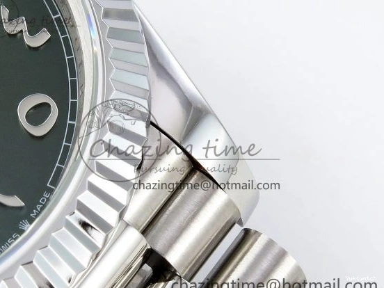 Bracelet DayDate Green President Steel (Gain Arabic VR3255 SS JDF Weight) Dial V3 904L on 40 0103